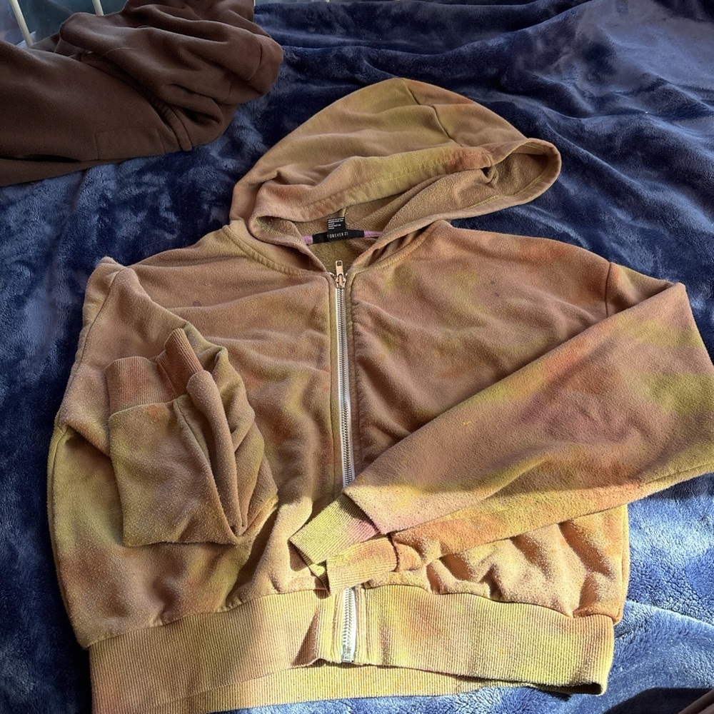Forever 21 Tan and Purple Zip-Up Jacket
